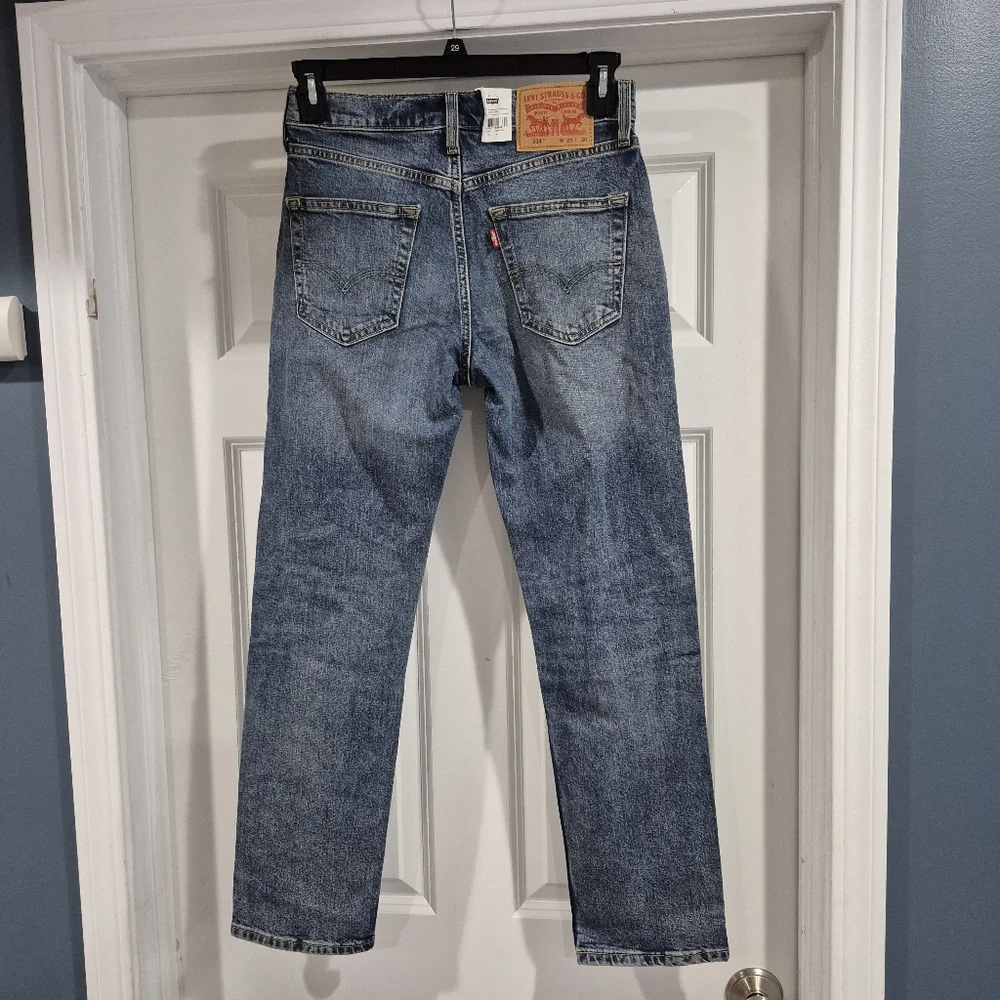 Levi's 514 Jeans Mens 29x30 Slim Straight Flex Distressed‎ Performance Denim New
